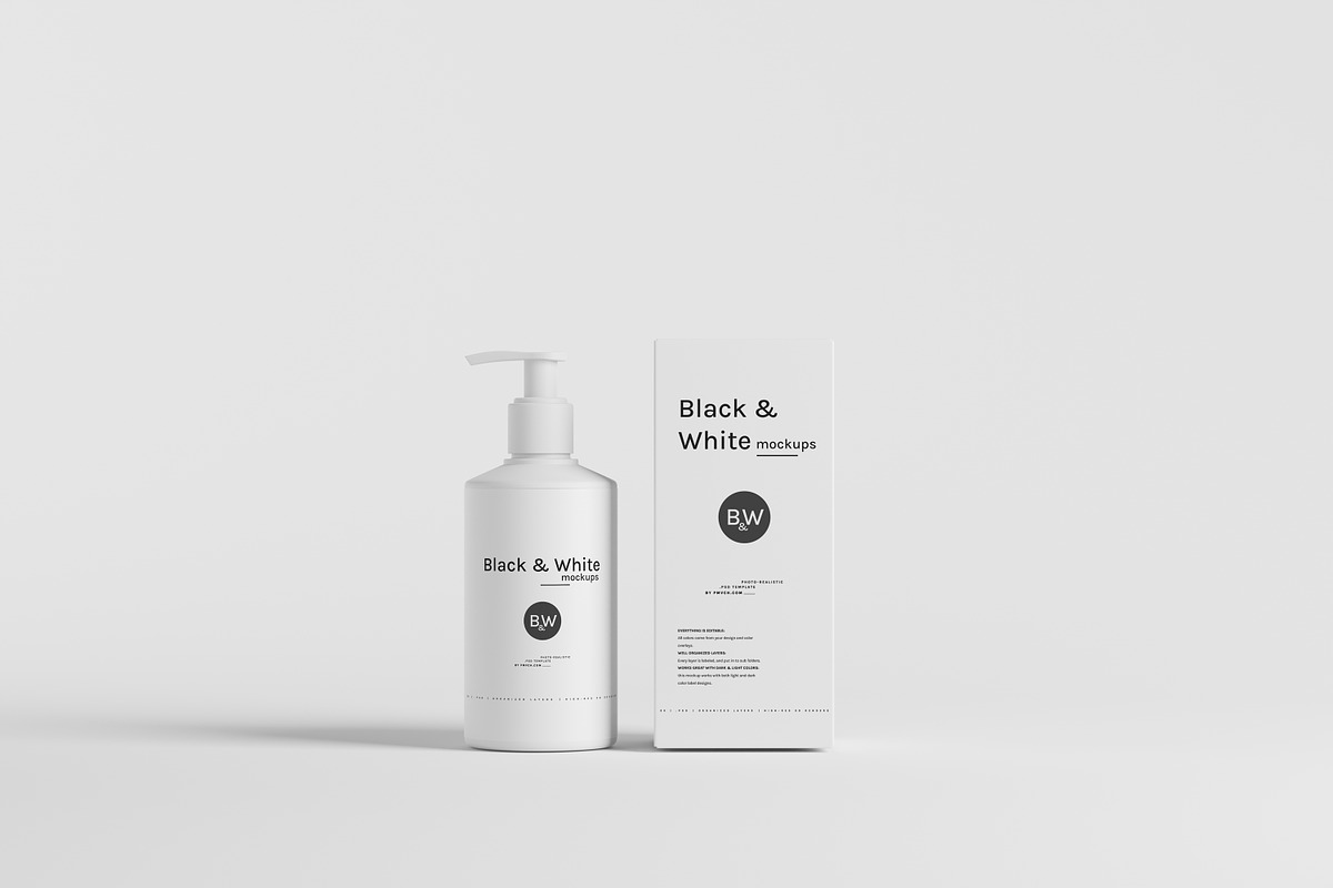 Black & White Mockups - Pump Bottles, a Packaging Mockup by pmvch (Photo 71 of 160)