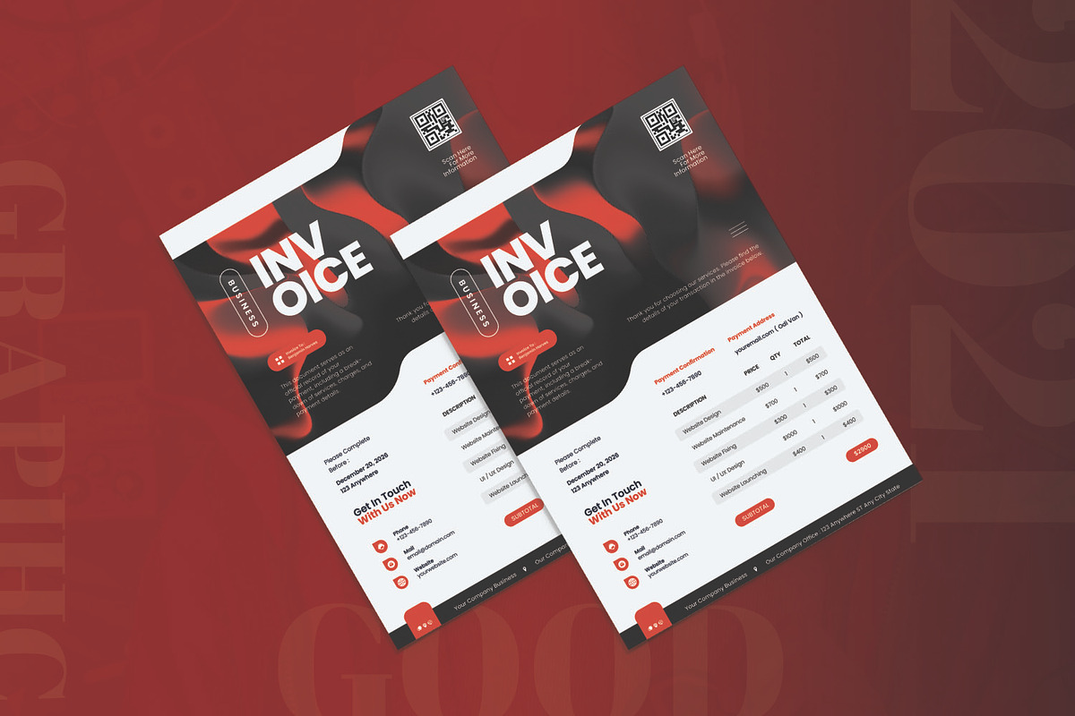 Red Modern - Invoice, a Stationery Template by AQR Studio (Photo 2 of 2)