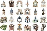 Chateau Clipart - Vintage Doodles, an Illustration by Sublimation Artist (Thumbnail 2 of 6)