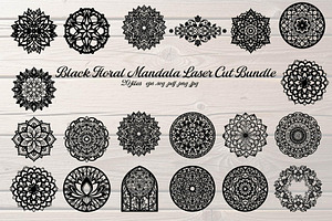 Black Floral Mandala Bundle, an Illustration by Designer_Momina