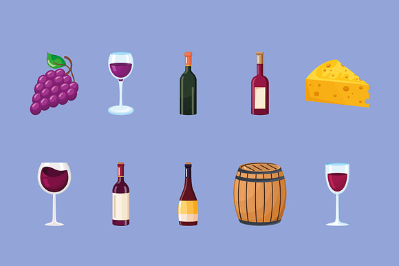 Wine and Cheese Illustration Set preview 2
