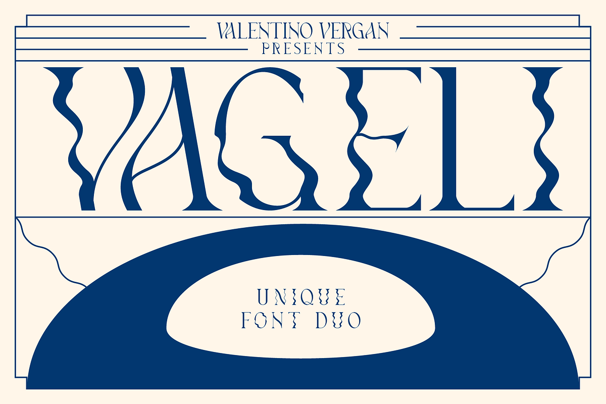Vageli - Unique Font Duo, a Serif Font by Valentino Vergan (Photo 1 of 12)