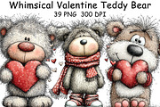 Whimsical Valentine Teddy Bear PNG, an Illustration by CraftArtStudio (Thumbnail 1 of 6)