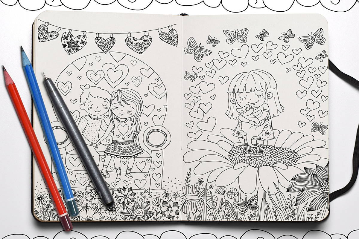 Love love love coloring book*, an Illustration by MiraBell (Photo 2 of 4)