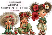 Whimsical Summer Little Girl Clipart, a Seasonal Illustration by Daily.Designs (Thumbnail 1 of 5)