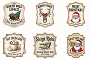 Christmas Vintage Labels Sublimation, an Illustration by OK Design (Thumbnail 2 of 3)