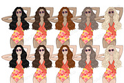 Beach Girl Clipart | Summer Woman, a Person Illustration by GlamArtZhanna (Thumbnail 2 of 5)