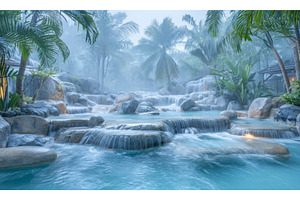 A stunning waterfall is situated, a Nature Photo by ZinetroN
