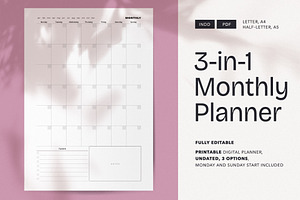 3-in-1 Undated Monthly Planner