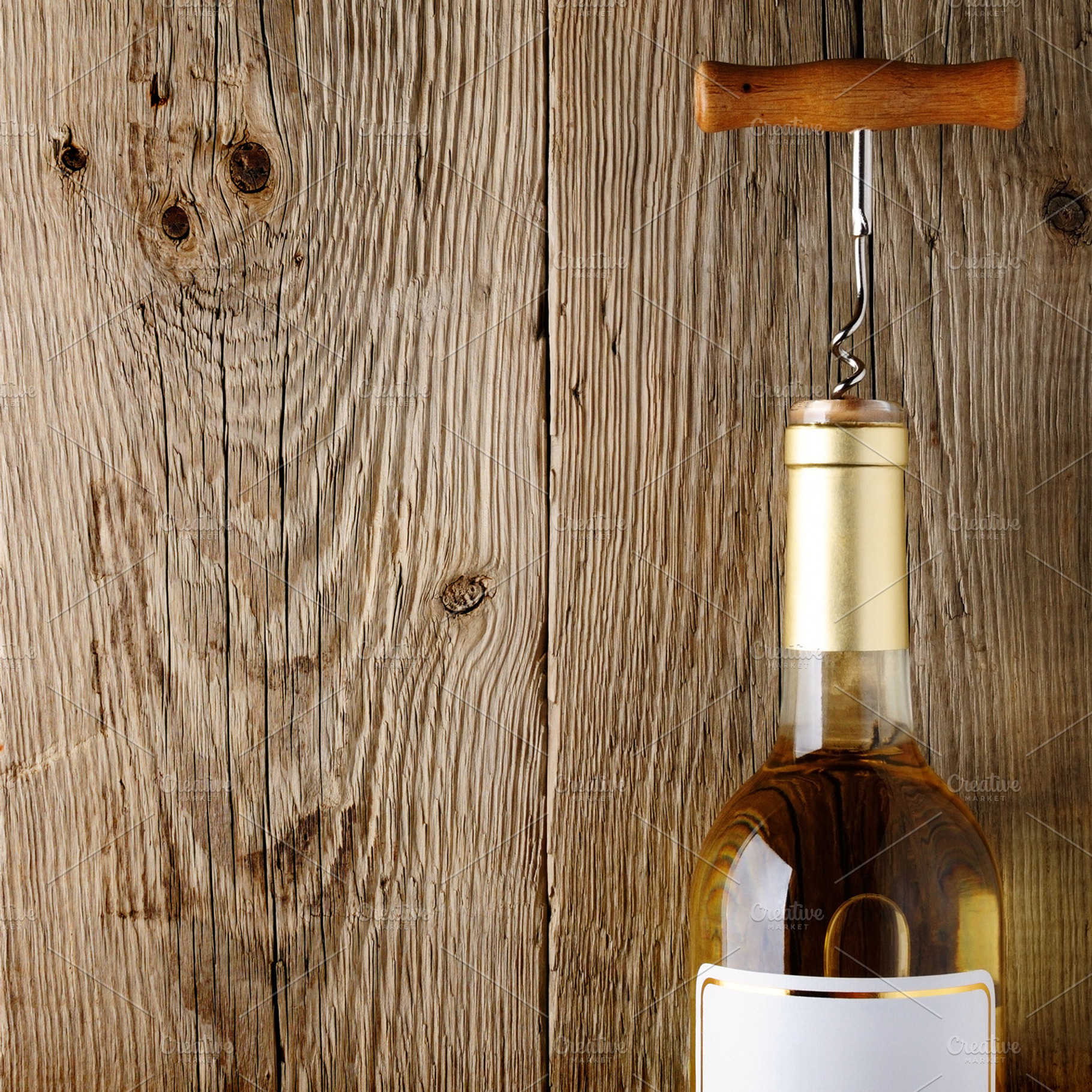 Wine bottle with corkscrew stock photo containing bottle and wine