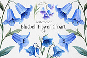 Watercolor Bluebell Flower Clipart, an Illustration by Dream Creation (Thumbnail 1 of 7)
