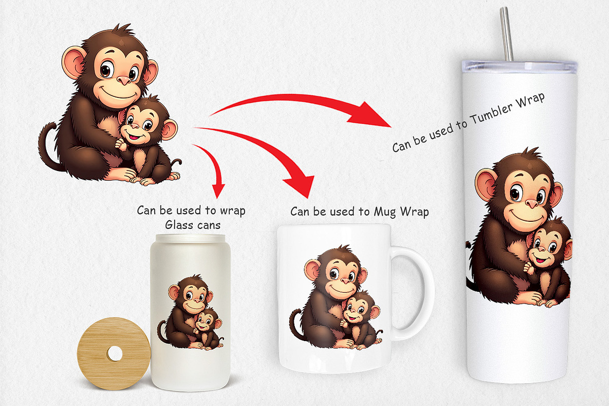 Chimpanzee Mother's Day Clipart, a Graphic by Artnoy (Photo 4 of 5)