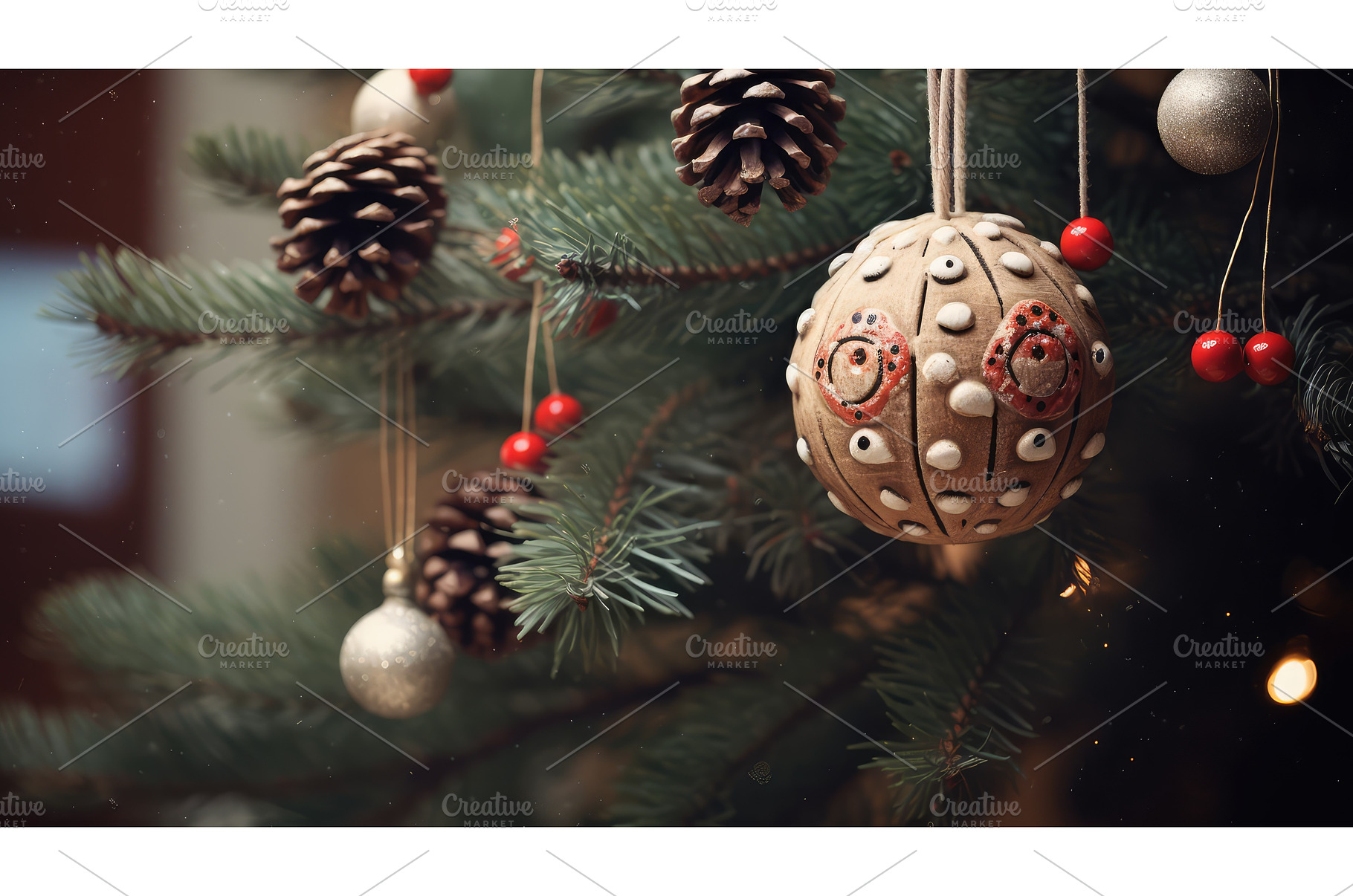 rustic christmas ornament on tree ai, a Holiday Photo by pikepicture