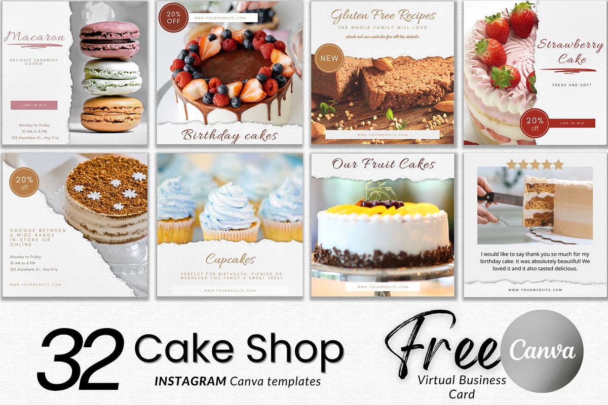32 CAKE Instagram Canva Templates, a Social Media Template by Talipic Designs (Photo 1 of 7)