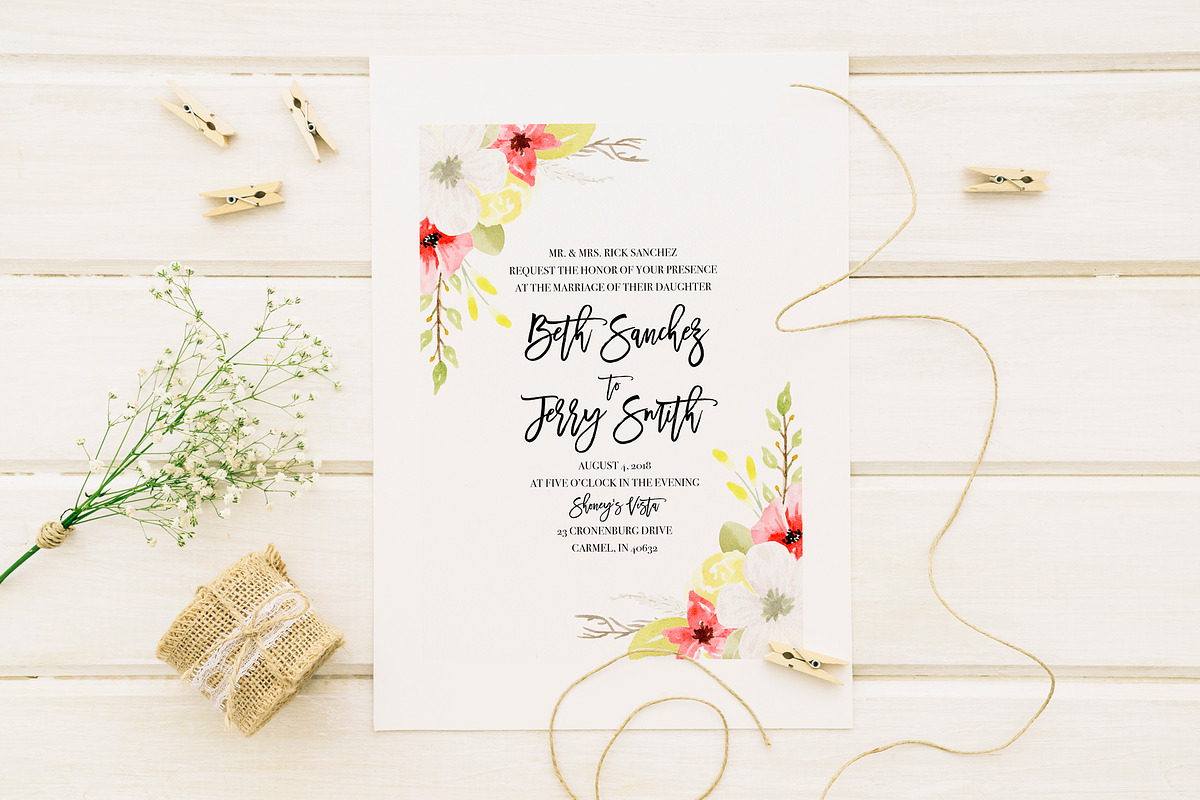 Watercolor Flower Set - Red & Yellow, an Illustration by foxandhazel (Photo 6 of 6)