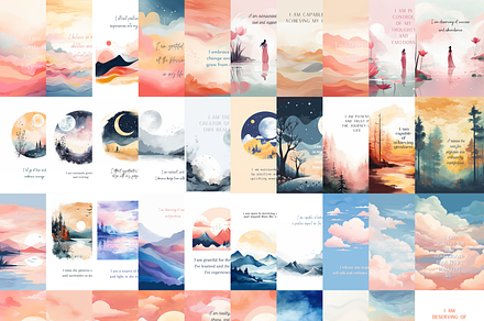 Affirmation cards Canva Template, a Card Template by mkStudioLab
