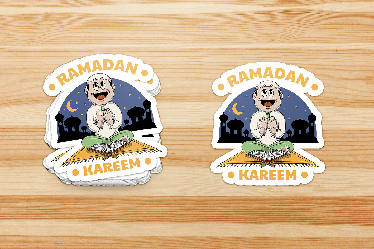 Muslim Boy Mascot Praying at Night, a Branding & Logo Template by Judsart (Photo 3 of 3)