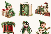Christmas Elves Clipart Bundle, a Seasonal Illustration by BusyDaydesign (Thumbnail 3 of 9)