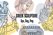 Antique Greek Sculpture Line Art, an Illustration by ViktoriArt (Thumbnail 1 of 10)