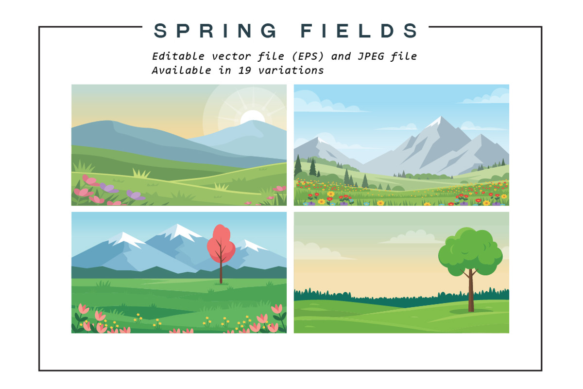19 Spring Fields Landscape Vector, an Illustration by jongcreative (Photo 4 of 4)