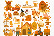 Watercolor Fall Farm Clipart PNG, an Illustration by Nicolle's Colorful Art (Thumbnail 1 of 7)
