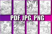 Summer Coloring Book for Adults V-4, a Seasonal Illustration by Design Zone (Thumbnail 4 of 7)