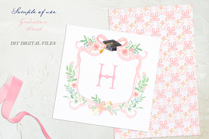 Graduation Pink Watercolor Crest DIY