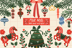 Christmas Folk Art graphic set