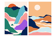 Abstract nature landscapes cards set, a Decorative Illustration by Good Studio (Thumbnail 3 of 34)