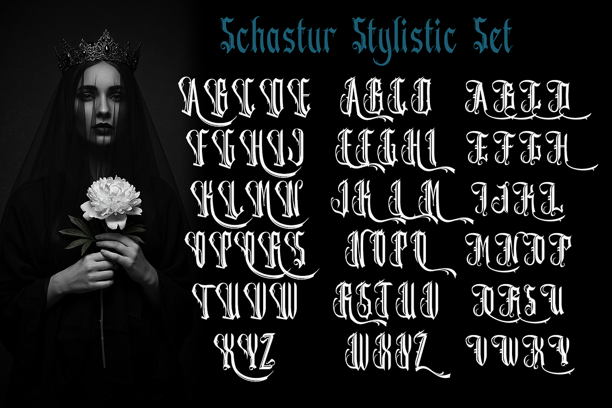 Schastur - Blackletter Typeface, a Blackletter Font by madeDeduk (Photo 5 of 10)