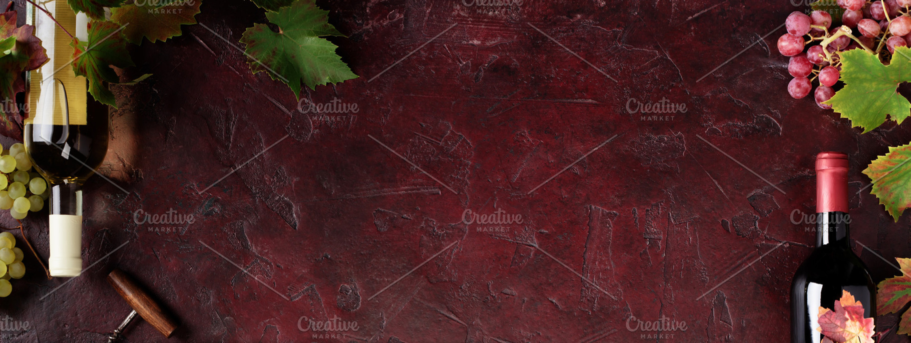 Red Wine Bottles and Glass with Grapevine on Rustic Background, a Food & Drink Photo by Natalia Klenova's Shop