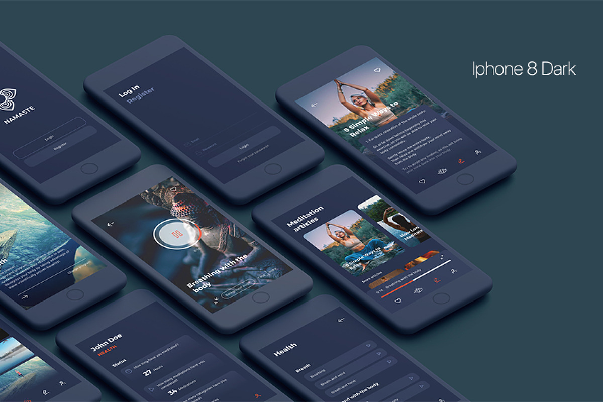 Namaste - Meditation Mobile App Sket, an UI Kit Template by uicube (Photo 4 of 5)