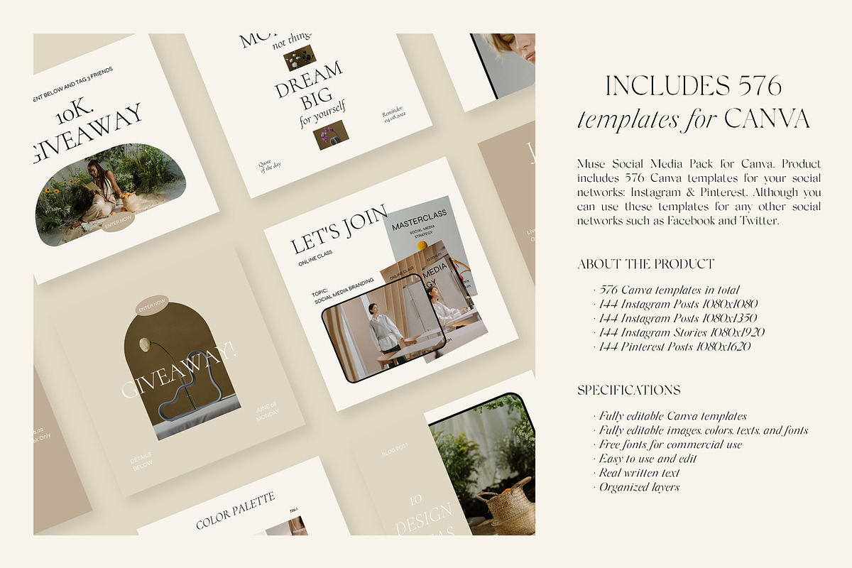 Muse Social Media Pack Canva, a Social Media Template by Feel This (Photo 2 of 32)