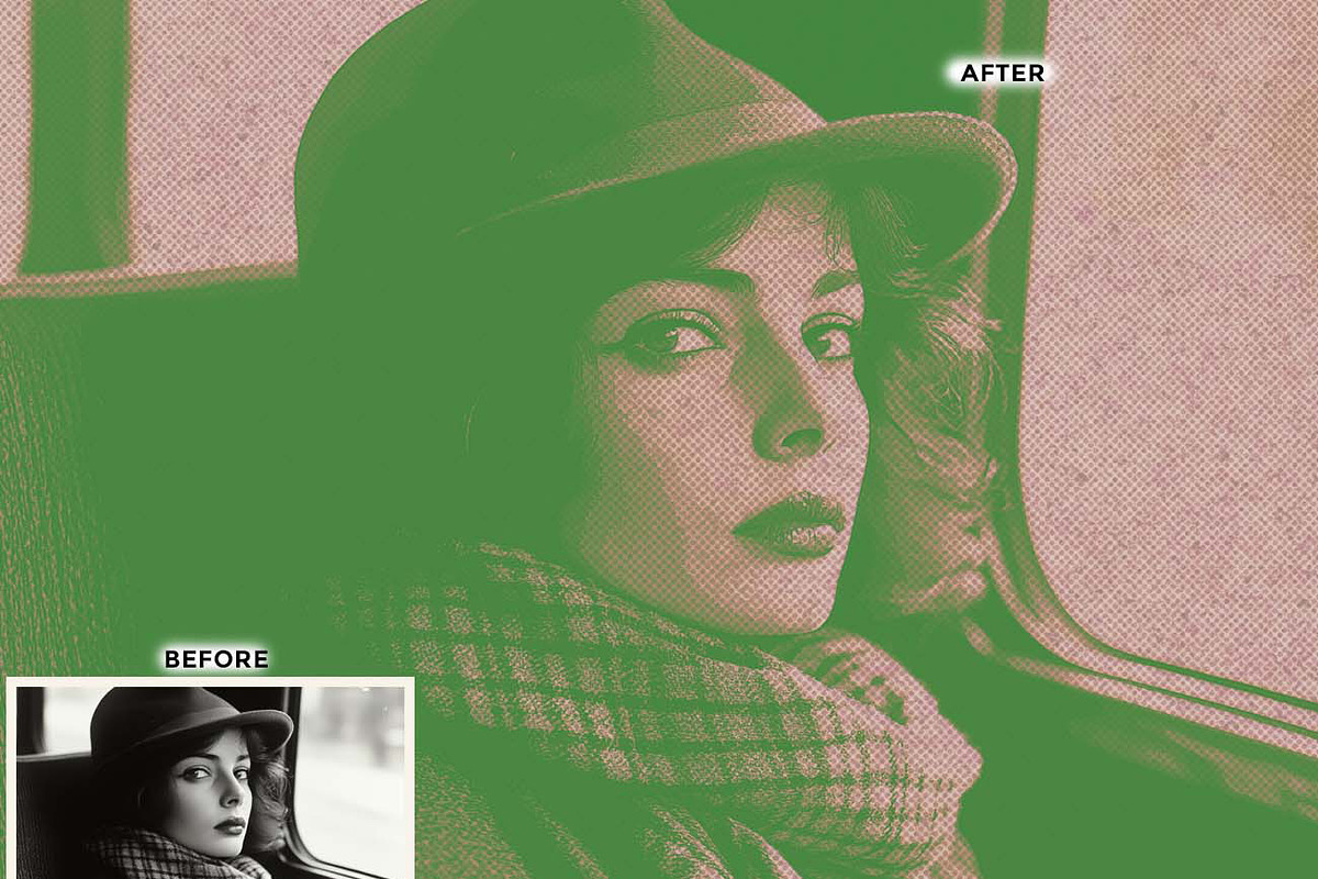 RISOGRAPH POSTER FX Photoshop Action, an Action Add-On by Studio Retouch (Photo 5 of 13)