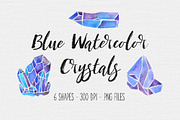Blue Watercolor Crystal Clipart, an Illustration by TigerlilyDesignCo (Thumbnail 1 of 2)