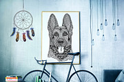 Shepherd  dog - vector illustration, an Animal Illustration by El Design (Thumbnail 1 of 2)