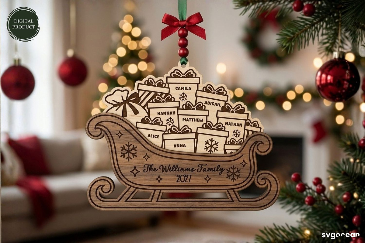 Santa Sleigh Ornaments SVG Bundle, a Decorative Illustration by svgocean (Photo 14 of 21)