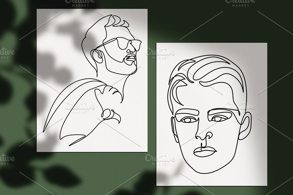 20 Man portrait vector line art, a Person Illustration by velychko.ua