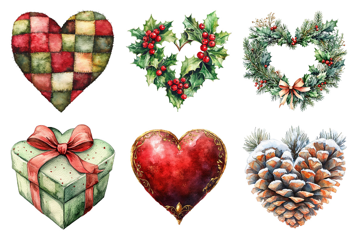 Christmas Hearts Clipart Bundle, an Illustration by Daily.Designs (Photo 3 of 5)