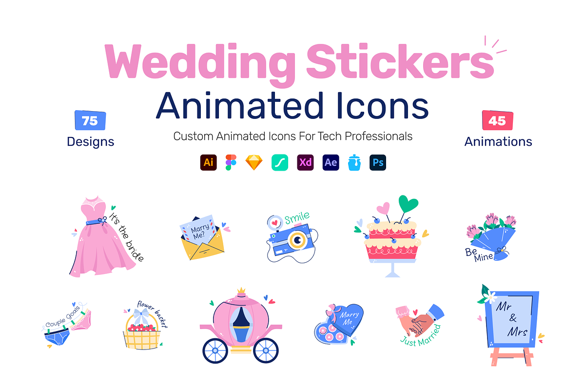Animated Wedding Stickers, a Duotone Icon by Prosymbols (Photo 1 of 10)