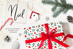 Cute Christmas. Patterns & Lettering