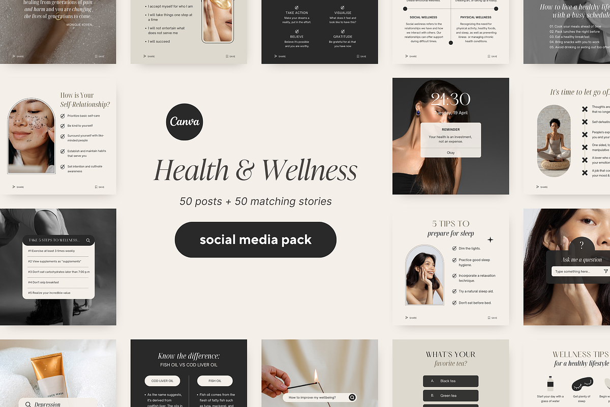 Health & Wellness Instagram Template, a Social Media Template by LiliesandBerries (Photo 2 of 21)