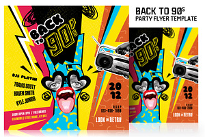 Back to 90s Music Party Flyer, a Flyer Template by Satgur Graphic Design