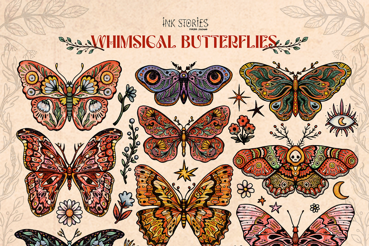 Whimsical Butterflies Boho Aesthetic, an Animal Illustration by Ink Stories (Photo 2 of 15)