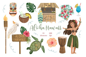 Aloha Hawaii Clipart, Luau party, an Object Illustration by ArtGiftsStudio