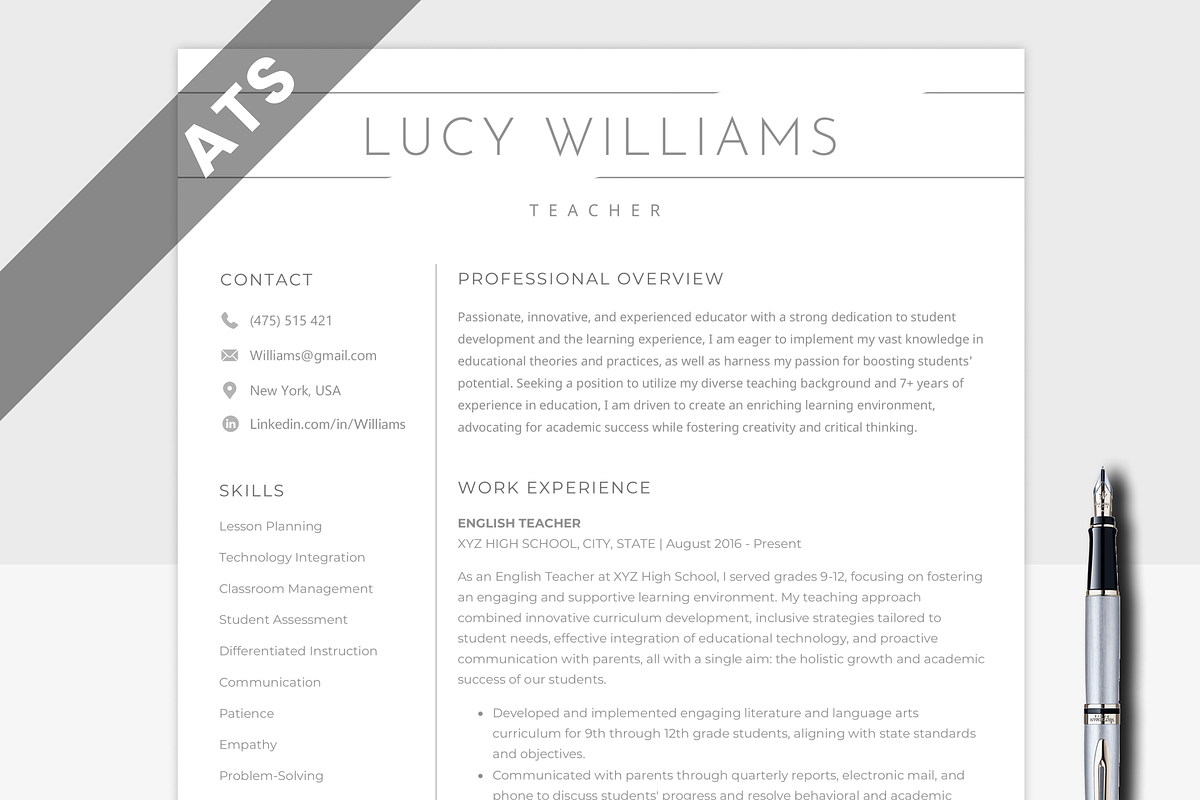 ATS Resume Template | Minimalist CV, a Resume Template by MondaySpark (Photo 8 of 8)