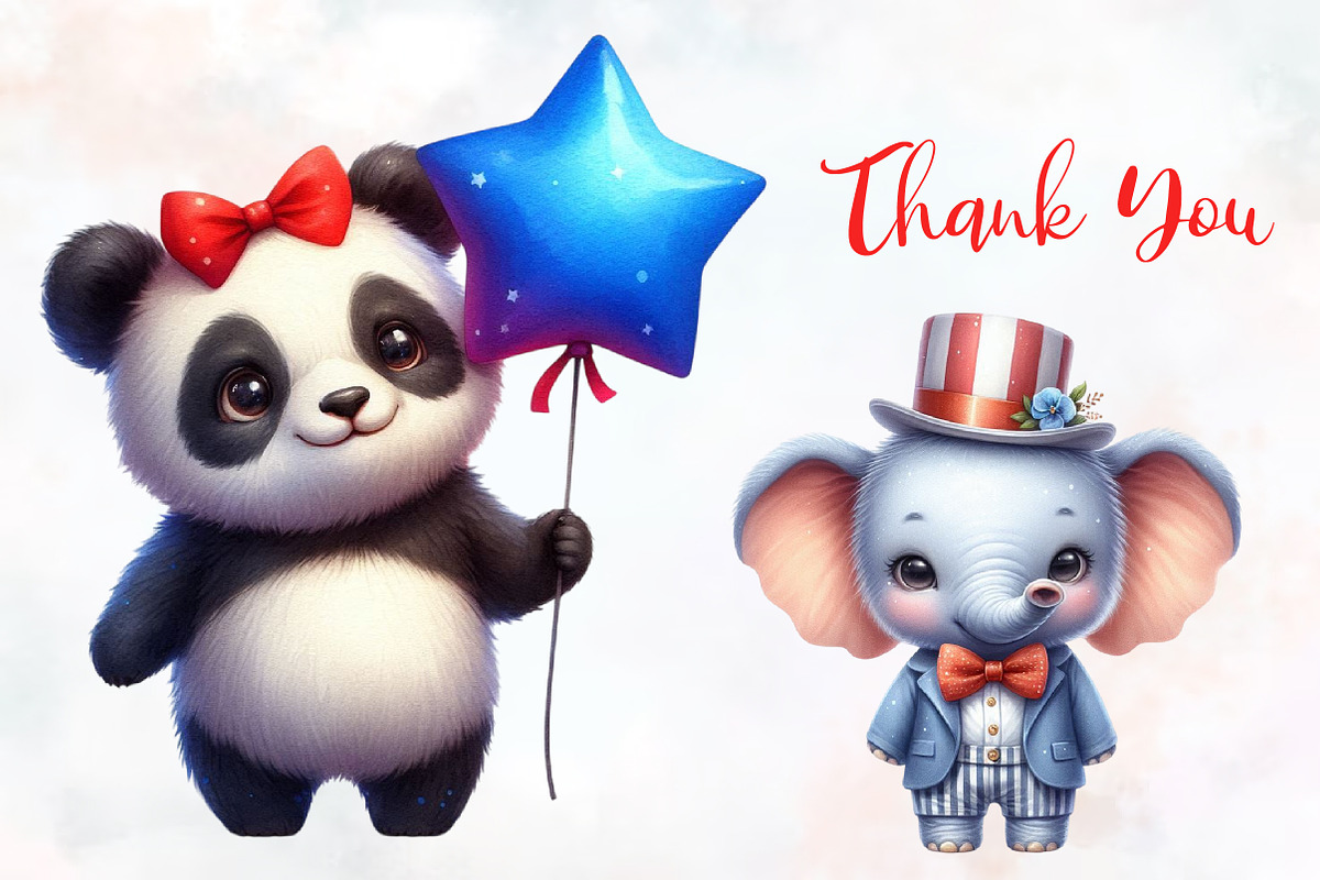 Patriotic Cute Animals Clipart, an Illustration by RobertsArt (Photo 2 of 8)
