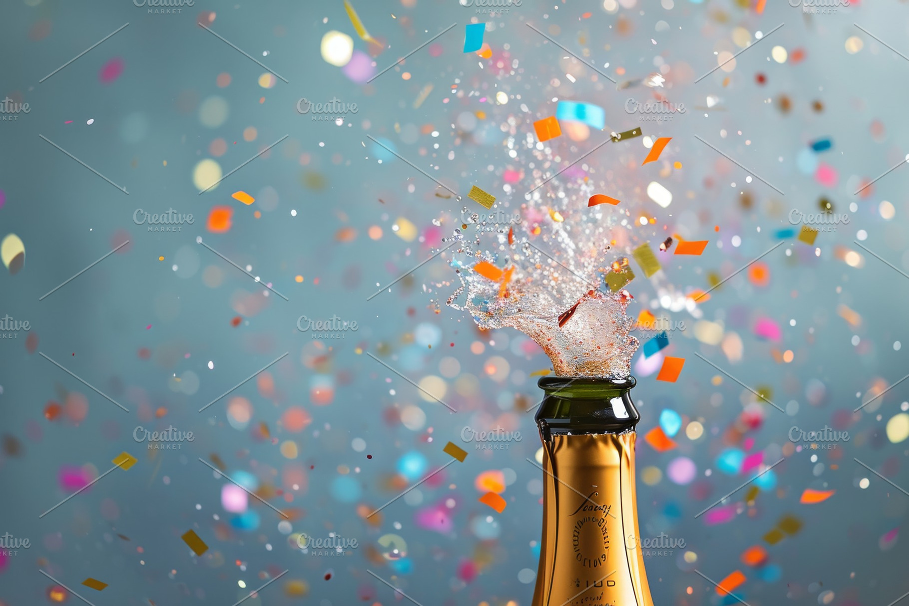 A festive bottle of champagne with c, a Photo by Iftikhar Alam