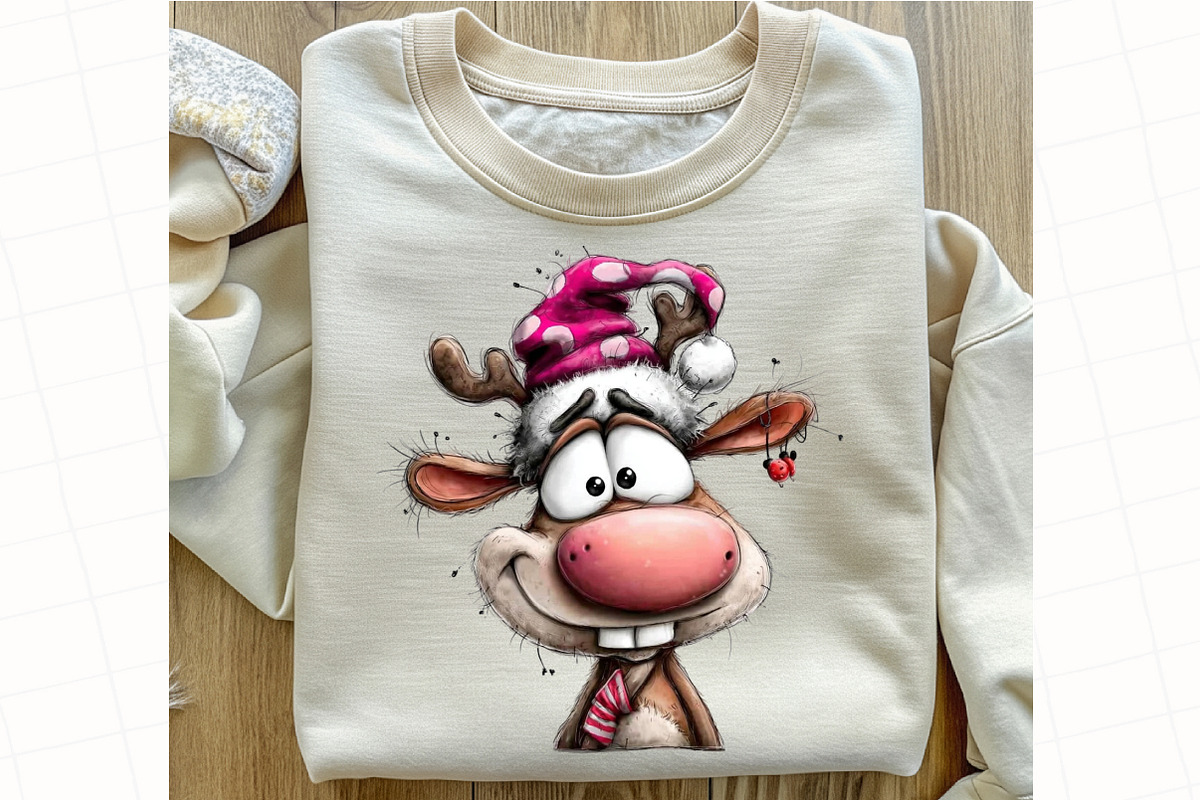 Christmas Quirky Reindeer Clipart, an Illustration by OK Design (Photo 4 of 6)