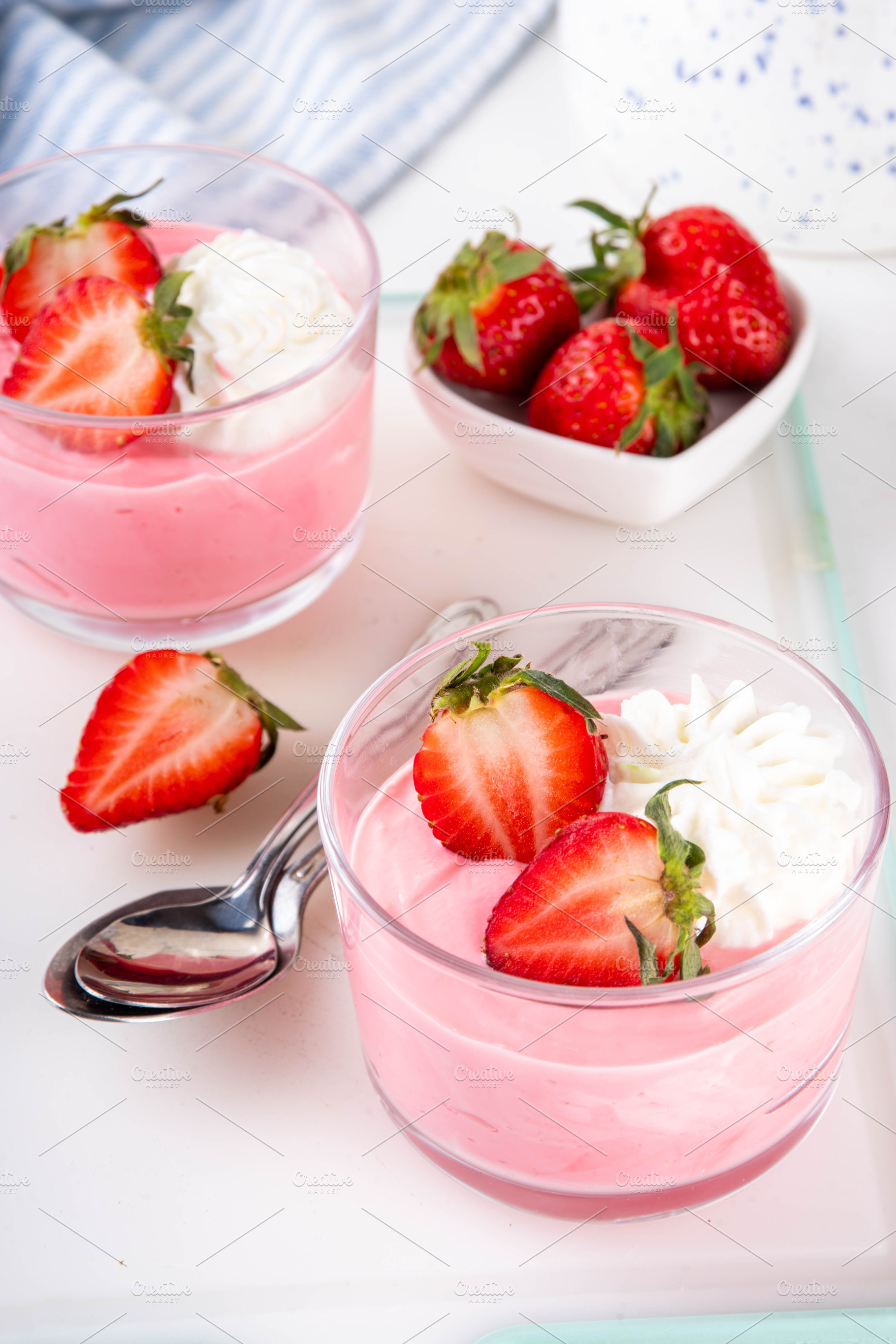 Delicious strawberry mousse parfait, a Food & Drink Photo by Rimma